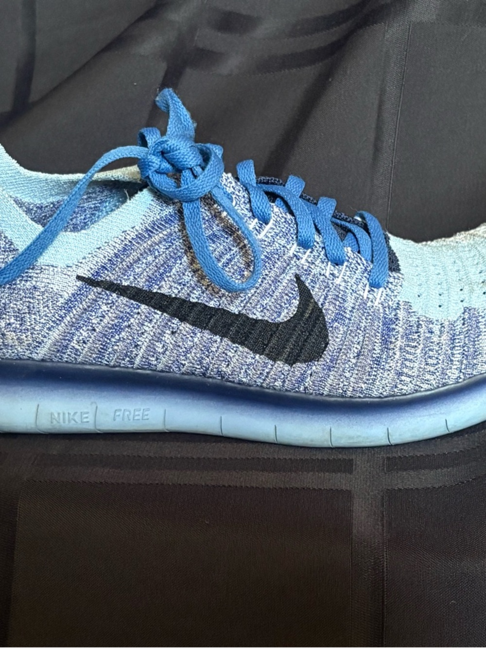 Nike Free RN Flyknit Women's 7y Running Shoes Work Blue